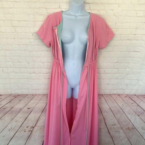 RARE 70’s VANITY FAIR BARBIECORE pink gown/lounge wear maxi dress SZ M VTG ROBE - Picture 9 of 11